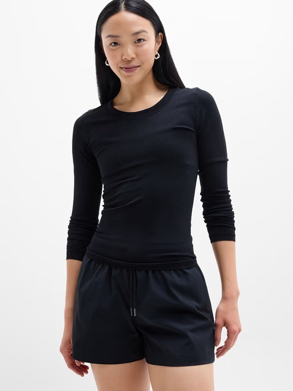 Athleta Renew Seamless Ribbed Long-Sleeve Top Black M